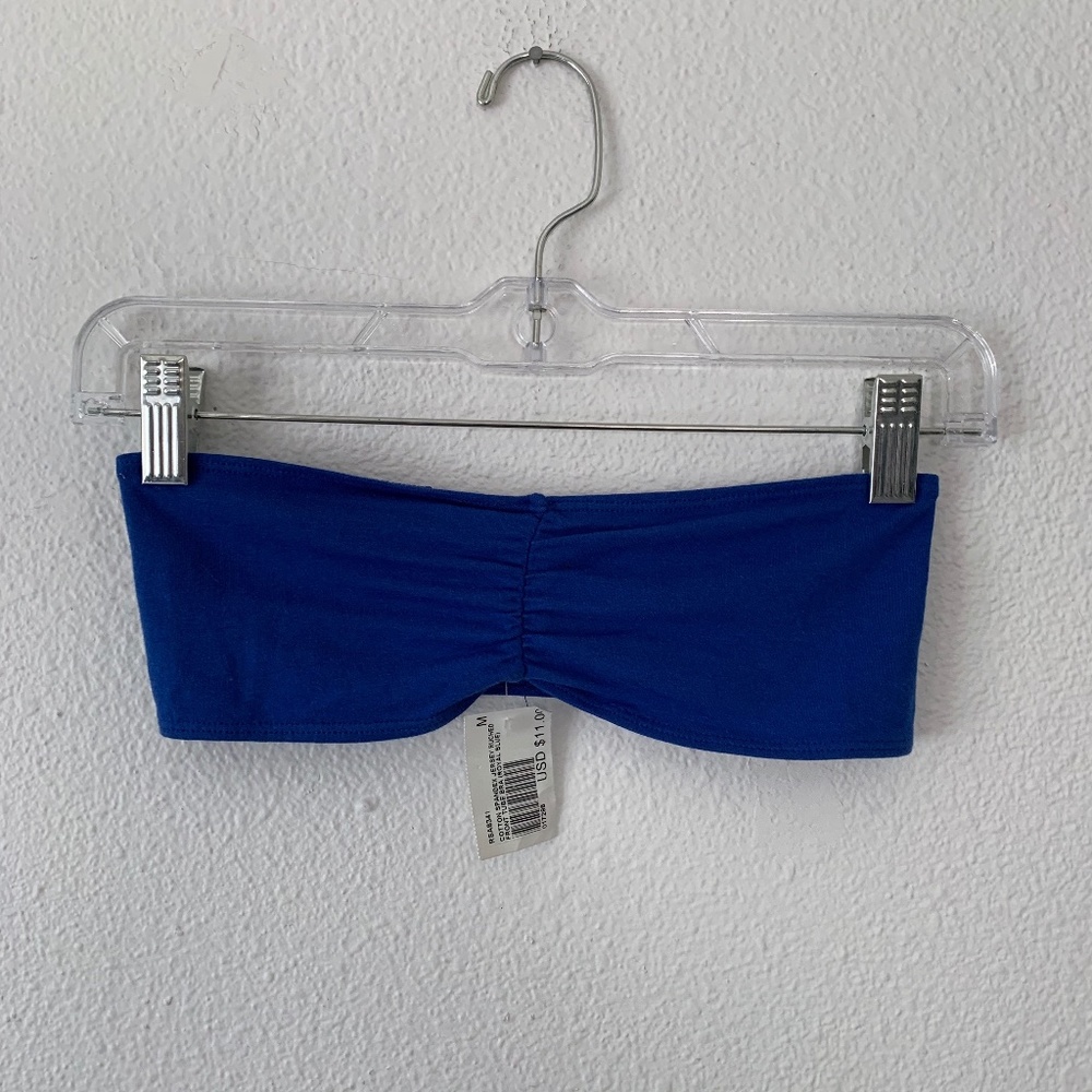 American Apparel royal blue ruched front tube bra